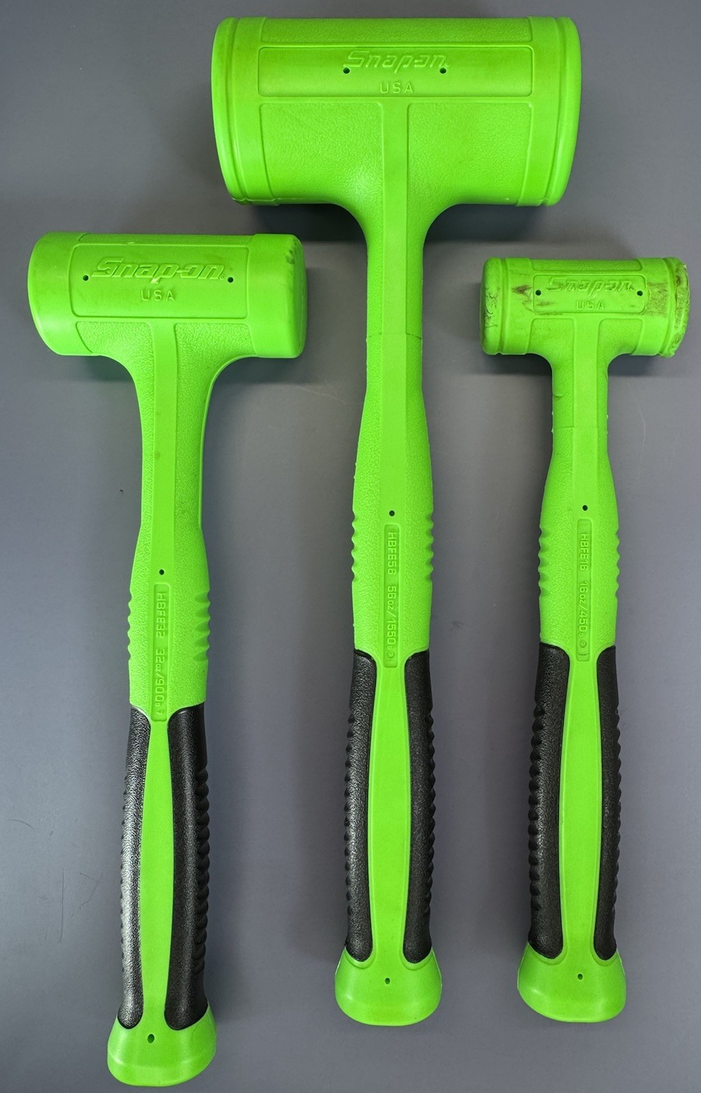 Snap-on HBFE6FG 16 20 24 32 48 56 oz 6-pc Green Dead Blow Hammer Foam Set