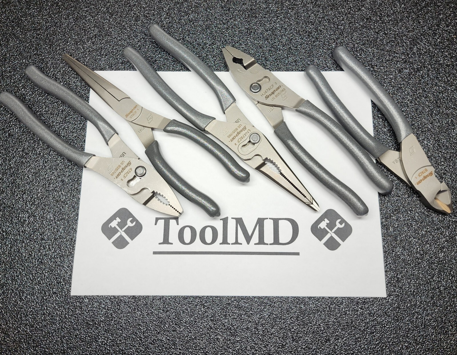 Snap-on Tools USA NEW 5pc DARK TITANIUM Combo Plier & Cutter Lot Set LN47ACF