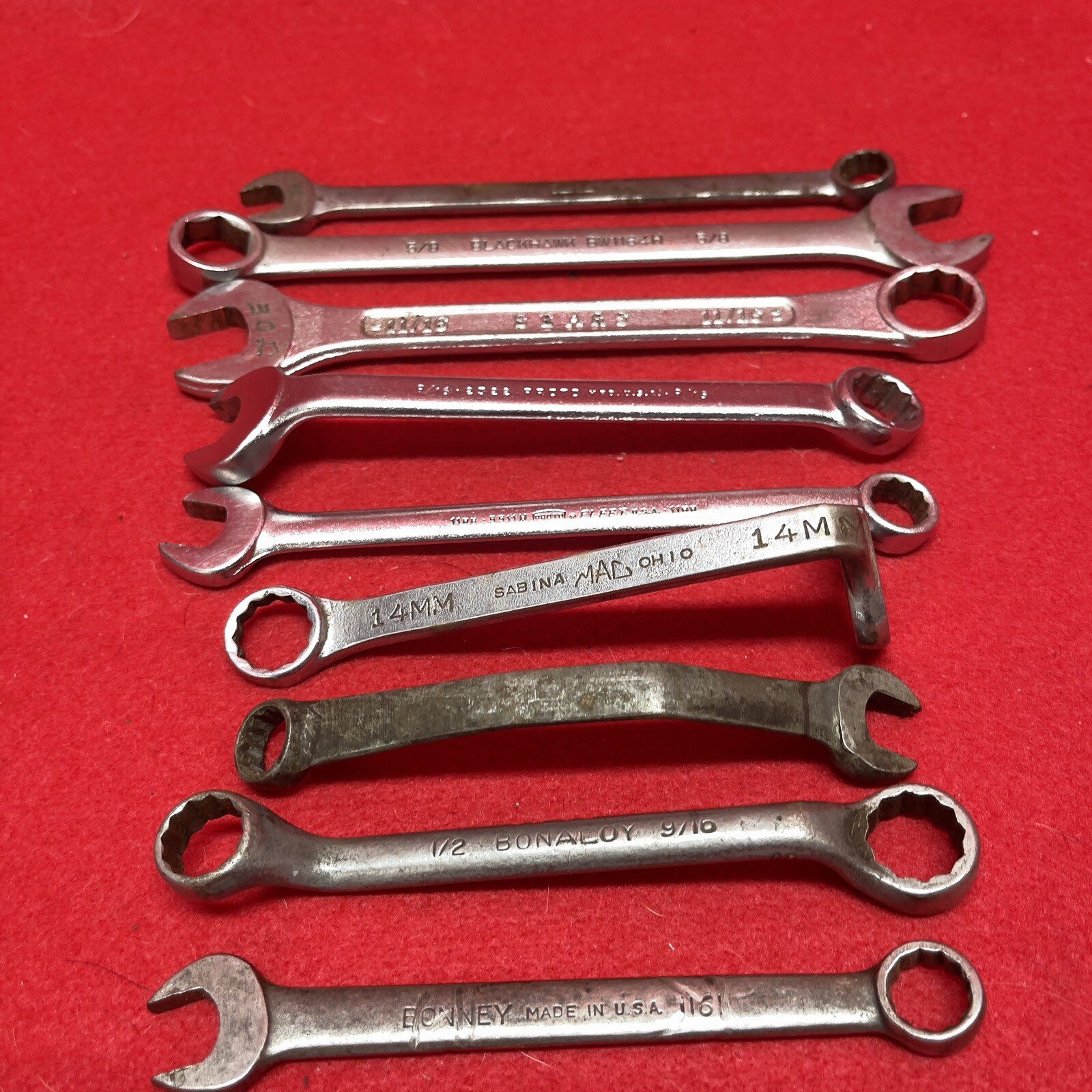 Snap on Lot of 9 MAC Proto Sears BluePoint Bonney Combination Wrenches Mechanic