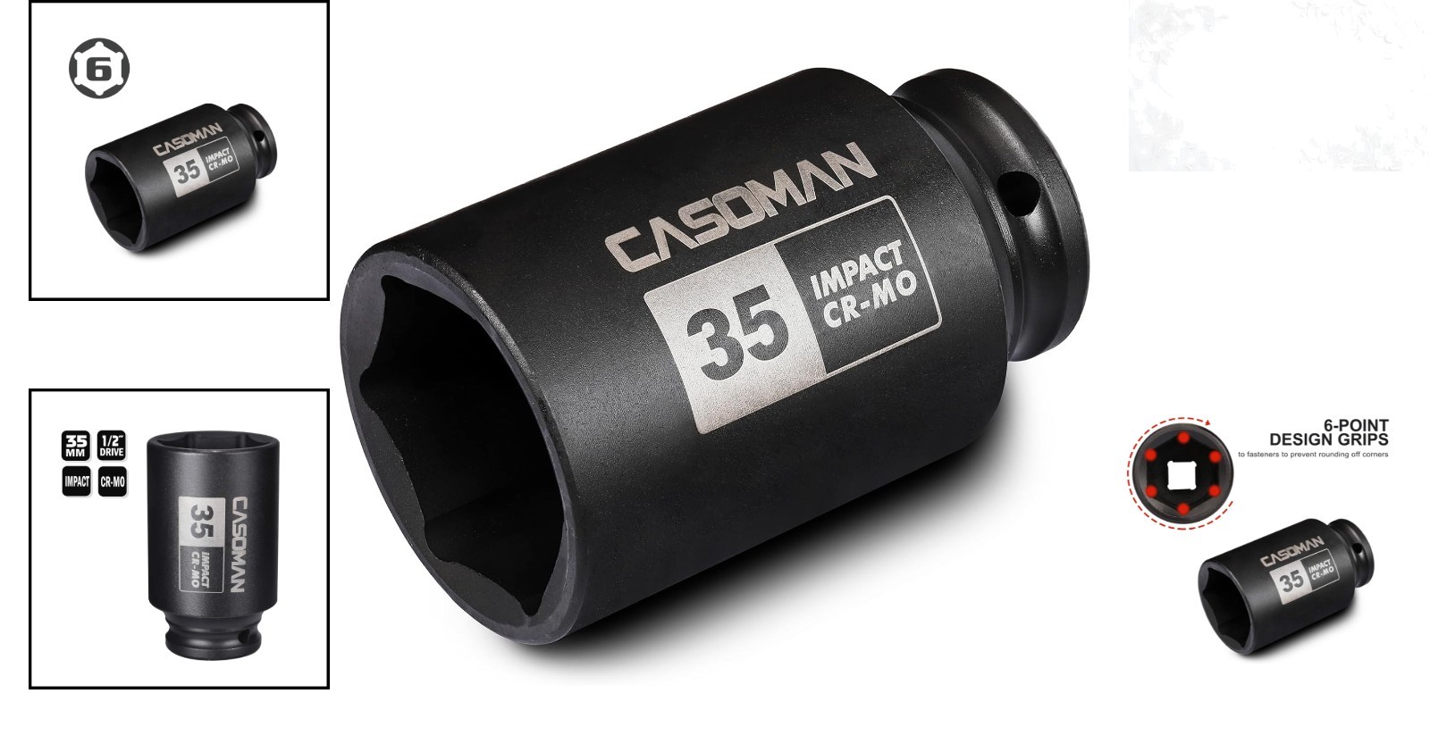 1/2 Inch Drive 35mm Deep Impact Socket 6 Point Chrome Molybdenum Steel