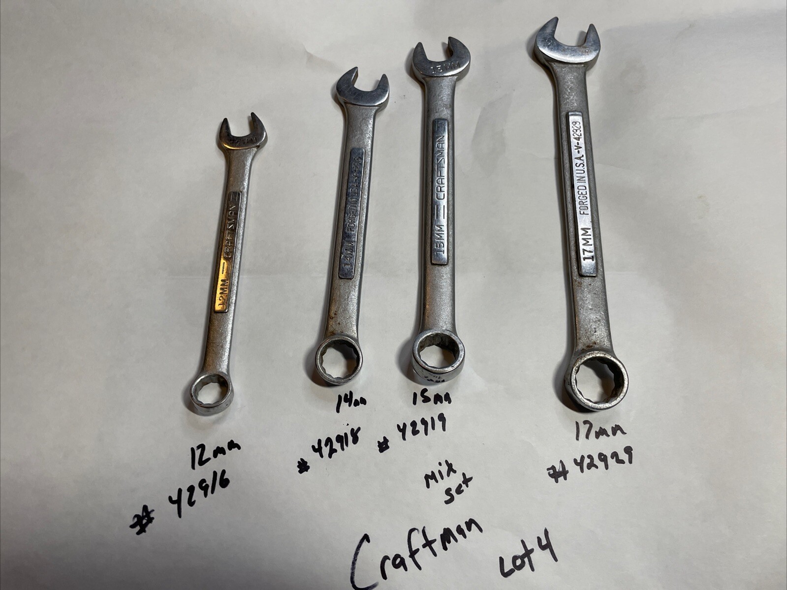 Craftsman Box End Wrenches Mix Set 12mm 14mm15mm17mm42916 42918 42919 42929 Lot4