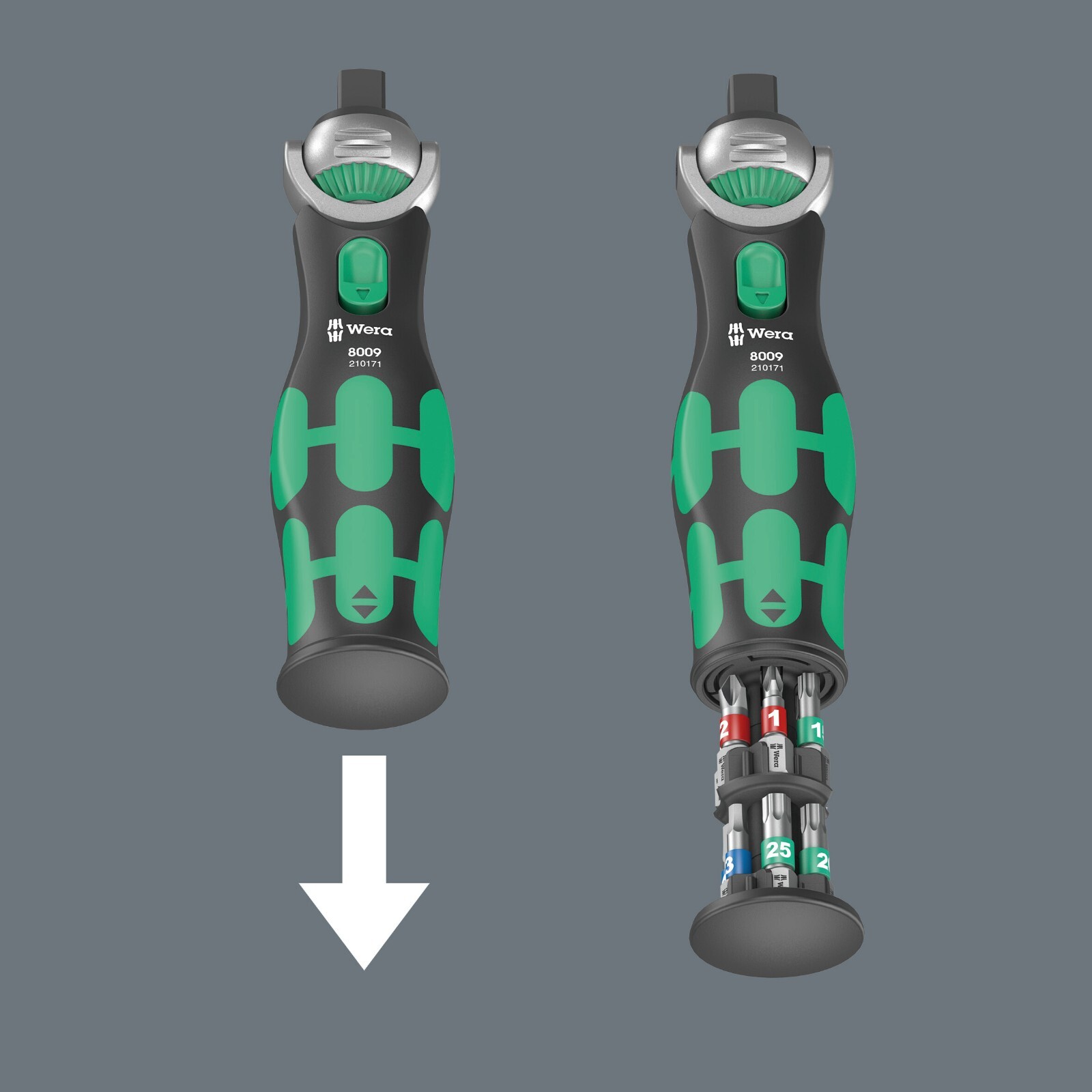 Wera 8009 Zyklop Pocket Set 2, 3/8″ Dr Ratchet with 1/4 Internal Hex 05004281001