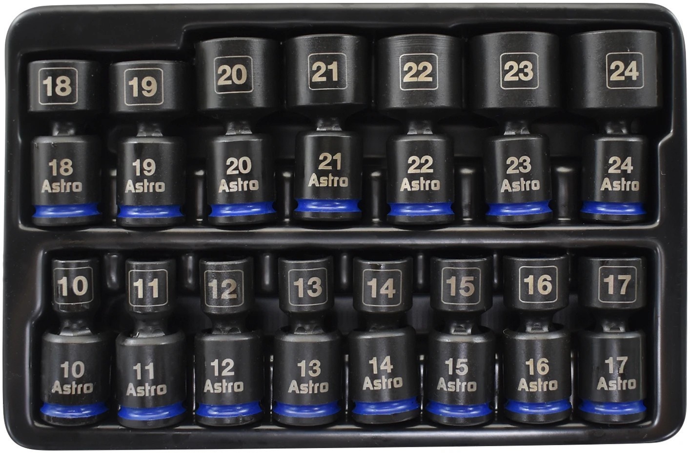Astro Pneumatic Tools 78315, 3/8″ dr Pinless Universal Impact Socket Set 10-24mm