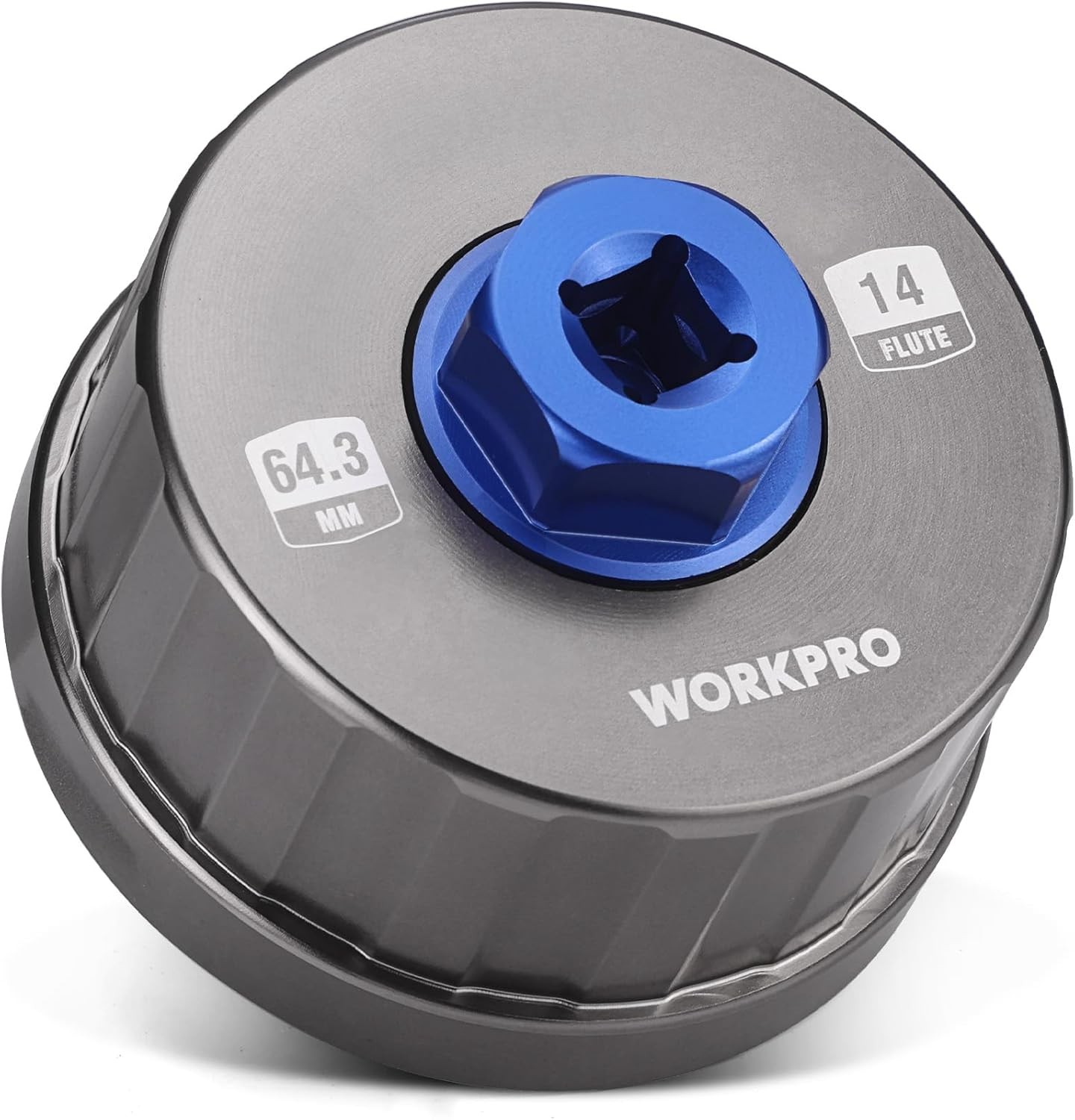 WORKPRO 64mm 14 Flute Precision CNC Machined Aluminum Oil Filter Wrench for RAV4