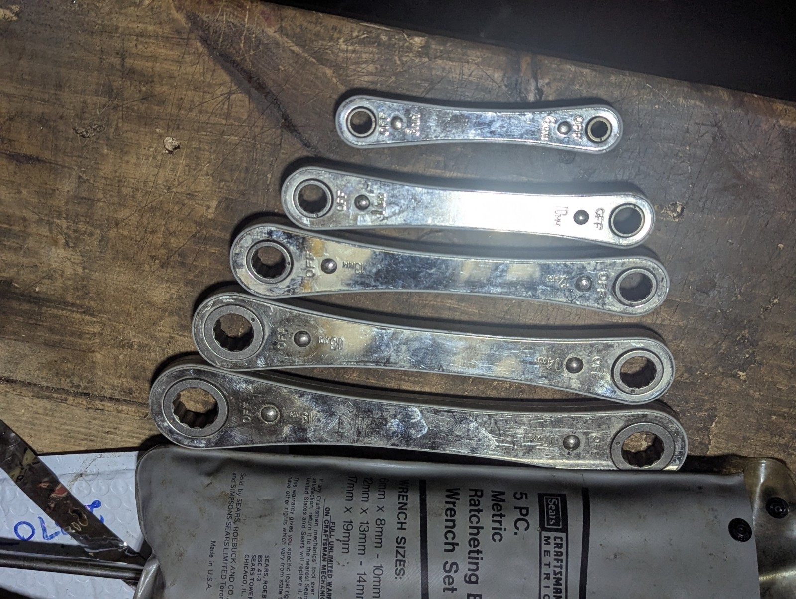 MINT Sears Craftsman 4369 Metric Box End Ratcheting Wrench Set 5Pc 6mm-19mm