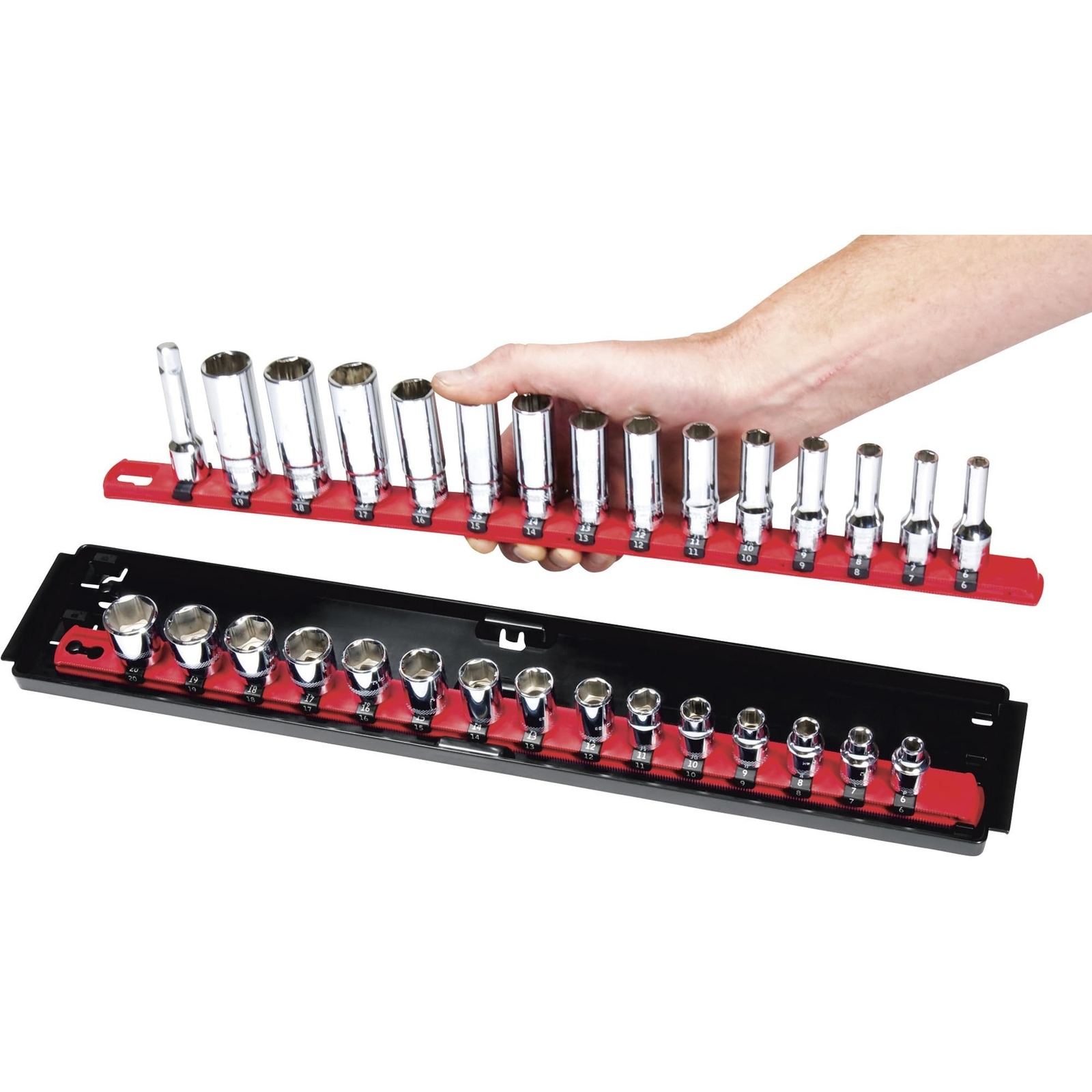 Ernst Manufacturing 18-Inch Socket Boss 2-Rail 1/2-Inch-Drive Socket Organize…
