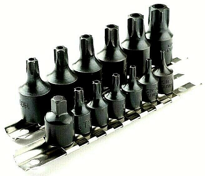 15 pcs Air Impact Tamper Proof Star Bit Socket set 1/4″ & 3/8″ Dr Torx Sockets