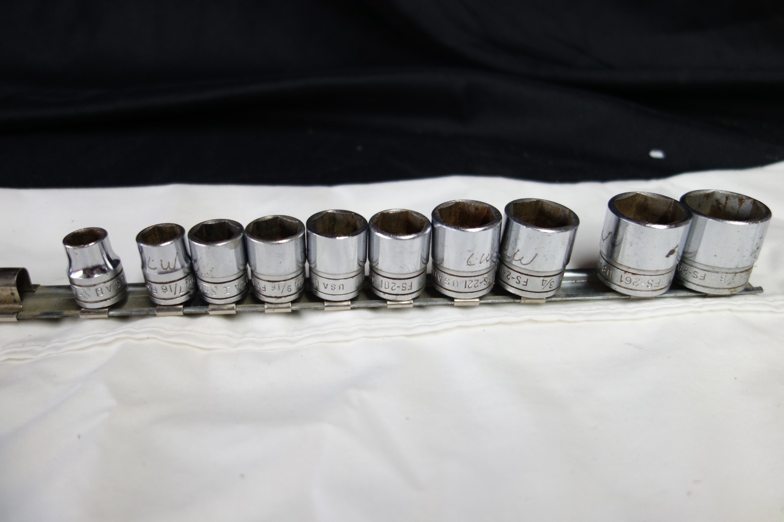 Snap On 10 Piece 6 Pt Socket Set FS-281, 261, 241 ,221, 201, 191,181,161,141,121