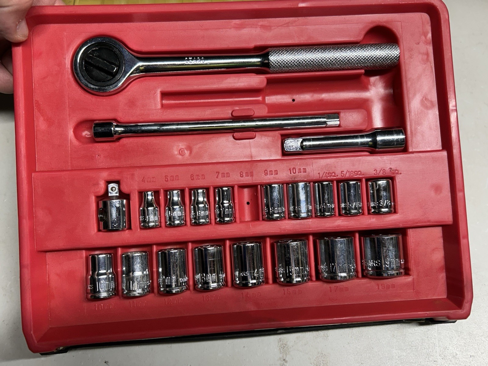 VTG 24pc Sears Socket Wrench Set #4645 1/4” & 3/8” Drive Metric & Some Standard