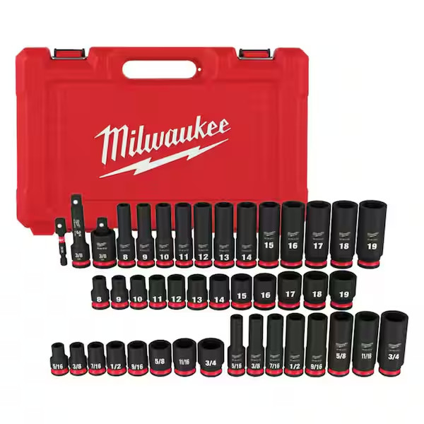Milwaukee SHOCKWAVE SAE/Metric Impact Socket Set 3/8″ Drive 6-Point (43-Piece)