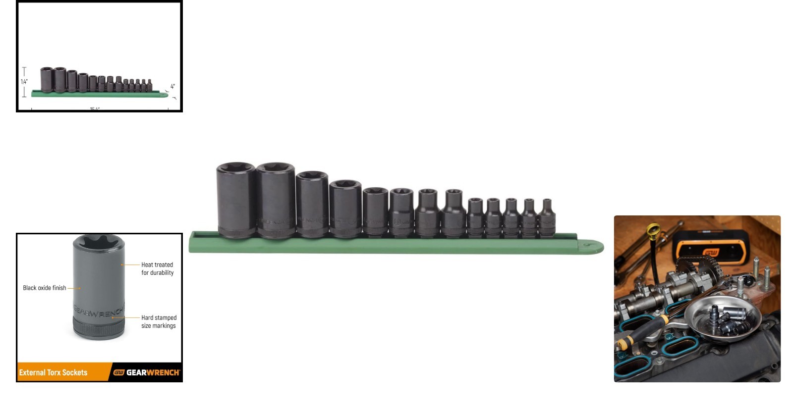 Durable 13-Piece E-Torx Socket Set with Black Oxide Finish & Heat Treatment