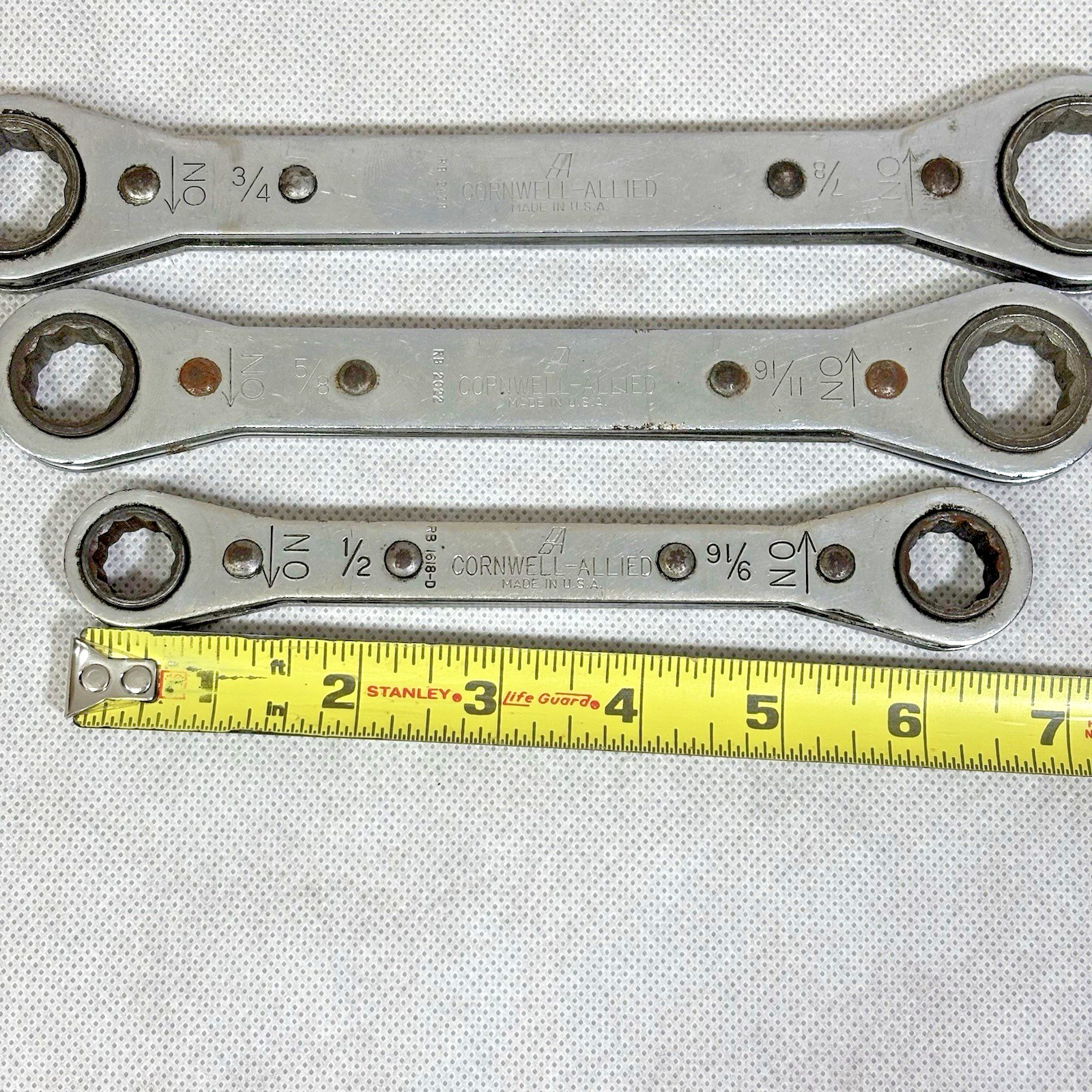 Cornwell-Allied Ratcheting Box Wrench Lot 3/4″ x 7/8″ 5/8″ x 11/16″ 1/2″ x 9/16″