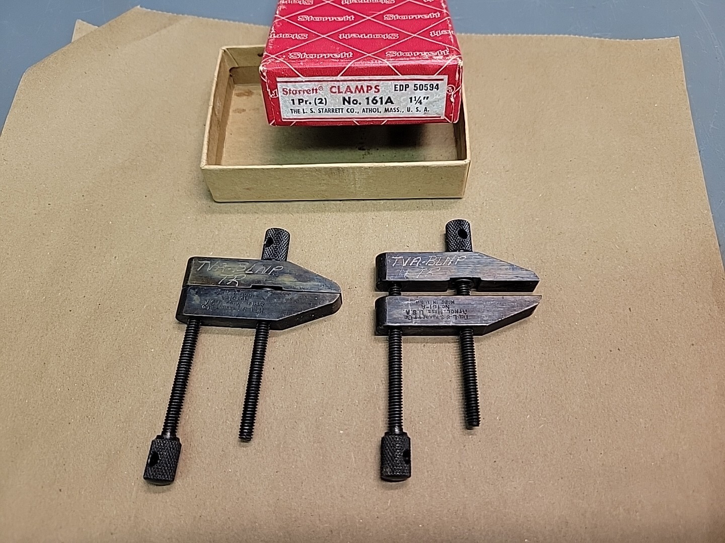 L. S. Starrett Machinist Parallel Clamp Set No. 161-A (2 Clamps) NOS w Marks