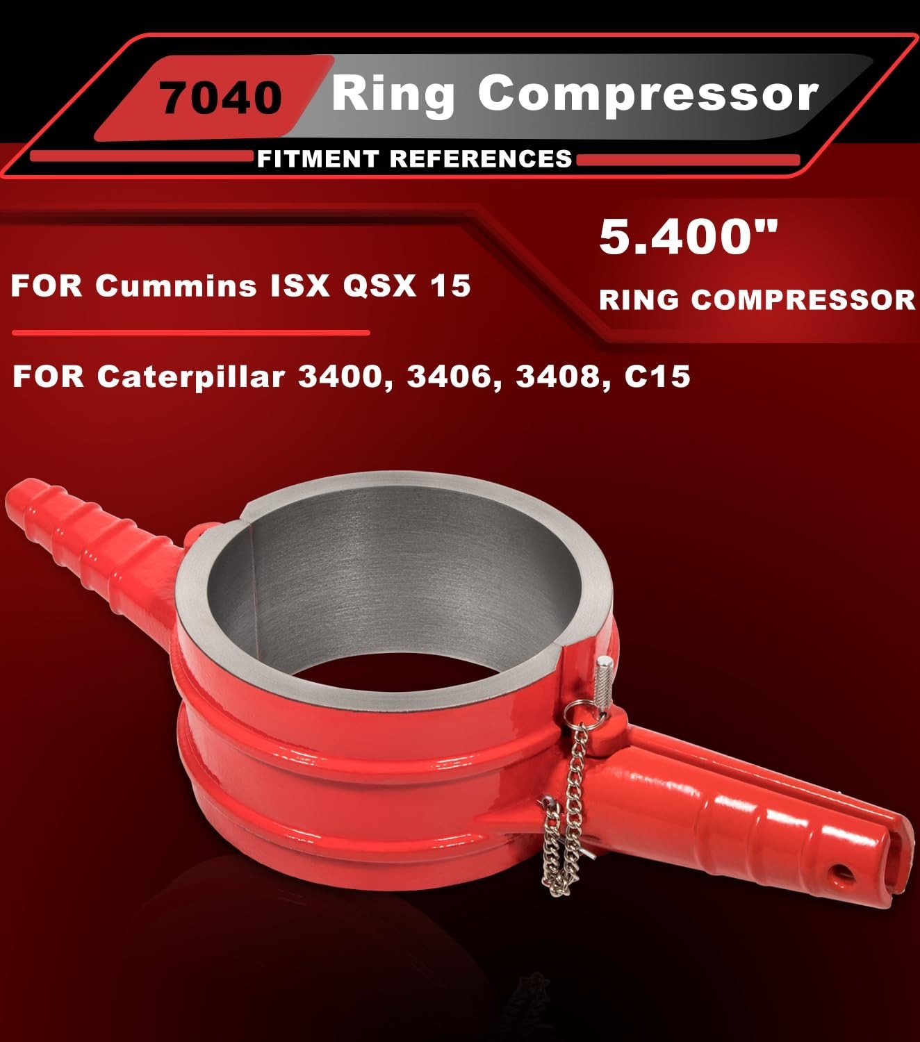 Piston Ring Compressor 5.4″ Bore Tool for Cummins ISX QSX & Caterpillar C15, 340