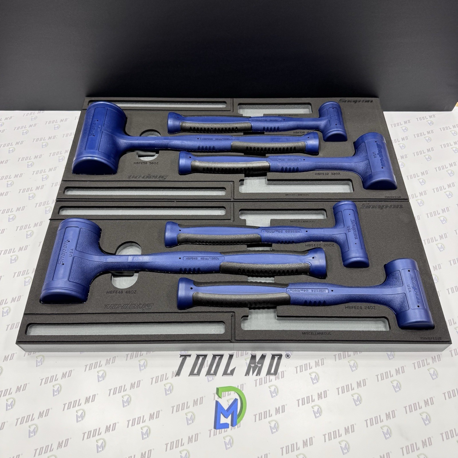 Snap-on Tools NEW 6pc POWER BLUE Dead Blow Hammer Set w/ PRO-FI Foam HBFE6FMB
