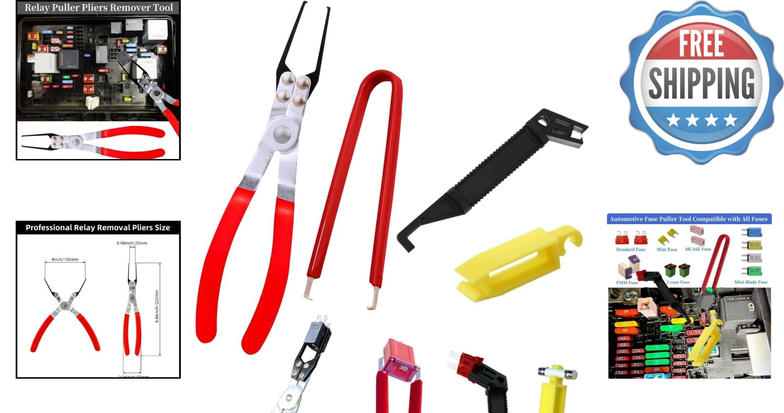 Thin Tip Automotive Relay & Fuse Puller Set – Access Hard-to- Areas Safely