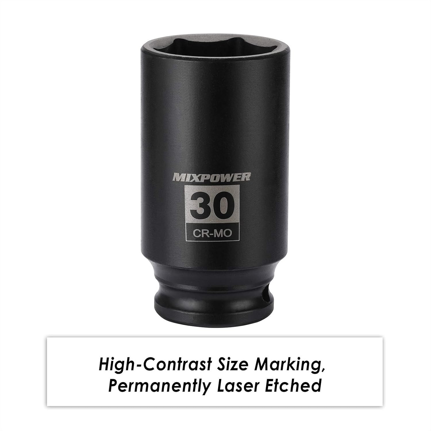 1/2″ Drive Deep Impact Socket, CR-MO, 30mm, METRIC, 6 Point, Axle Nut Impact …