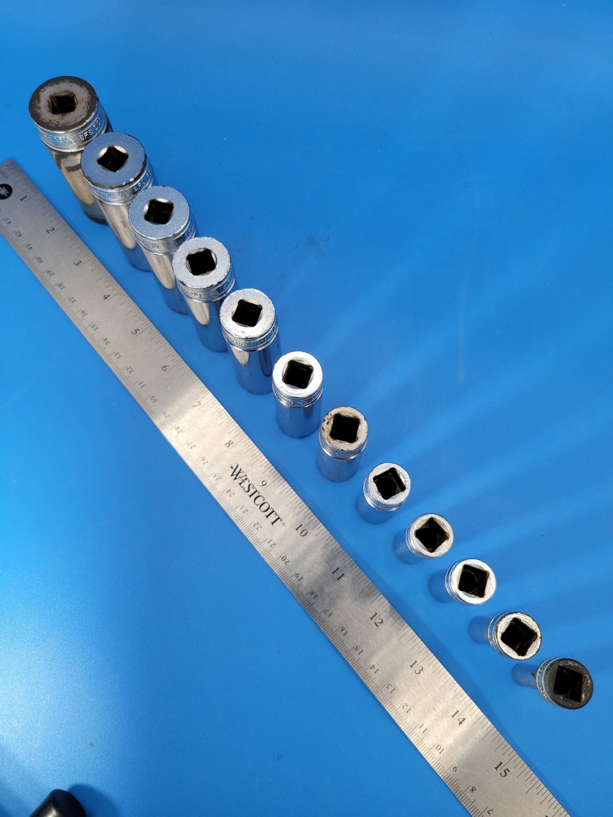Snap-on Tools Deep Socket Set ⅜” Dr ¼” to 15/16” 6 Pt SFS Ser 12 Pcs USA S-12-10