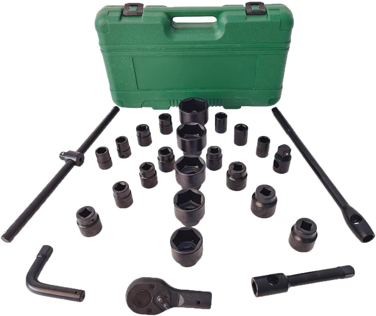 26pcs 3/4″ Drive Deep 6-Point Impact Socket Set Metric 21-50mmm 6-Point Sockets