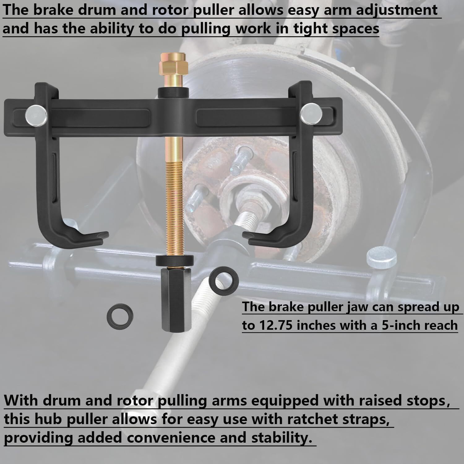 25106 Brake Drum And Rotor Puller, Wheel Hub Tool, fit for Most Common Hub Sizes