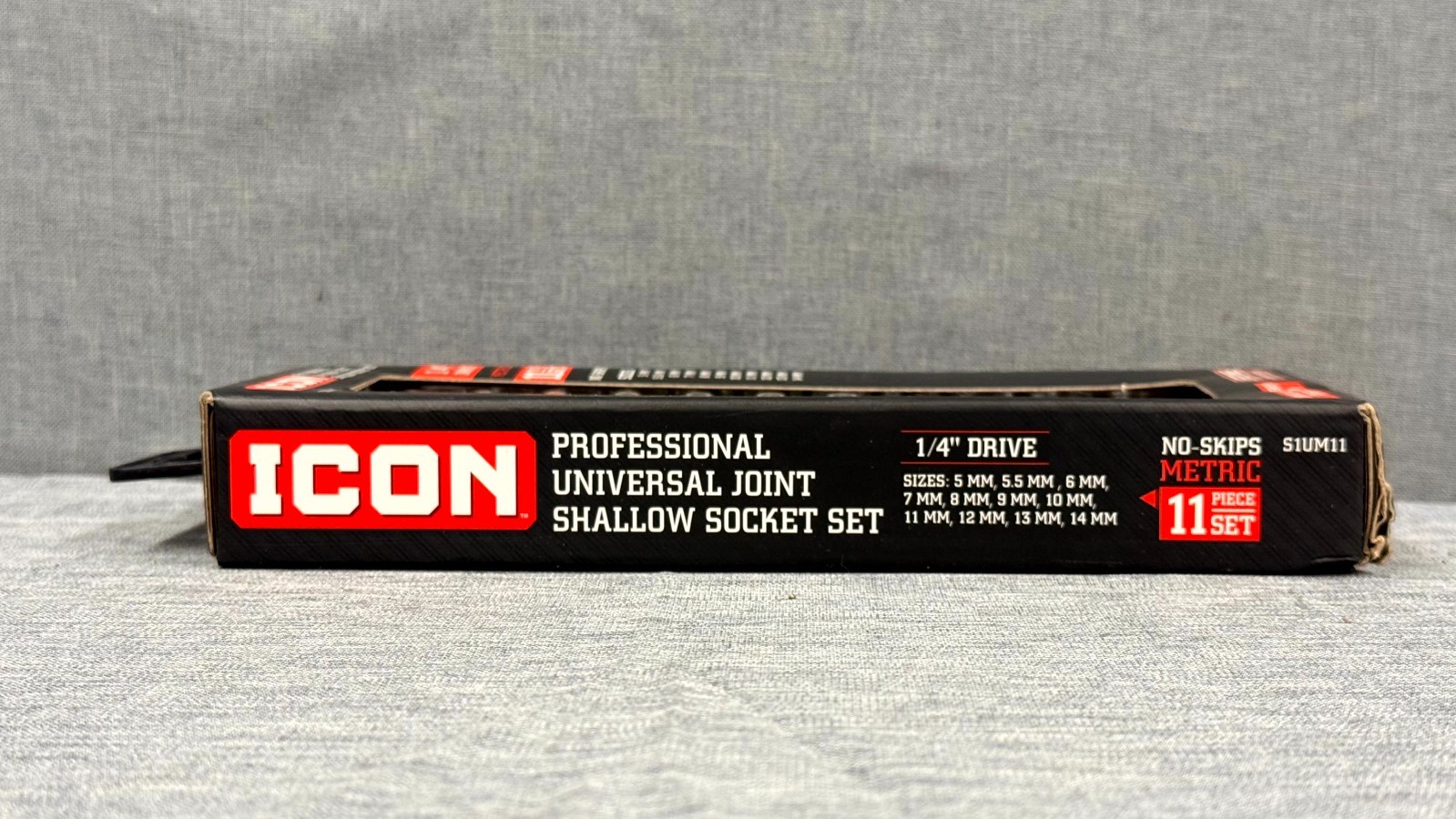 Icon S1UM11 1/4″ Drive Metric 11 Piece Universal Joint Shallow Socket Set 70298