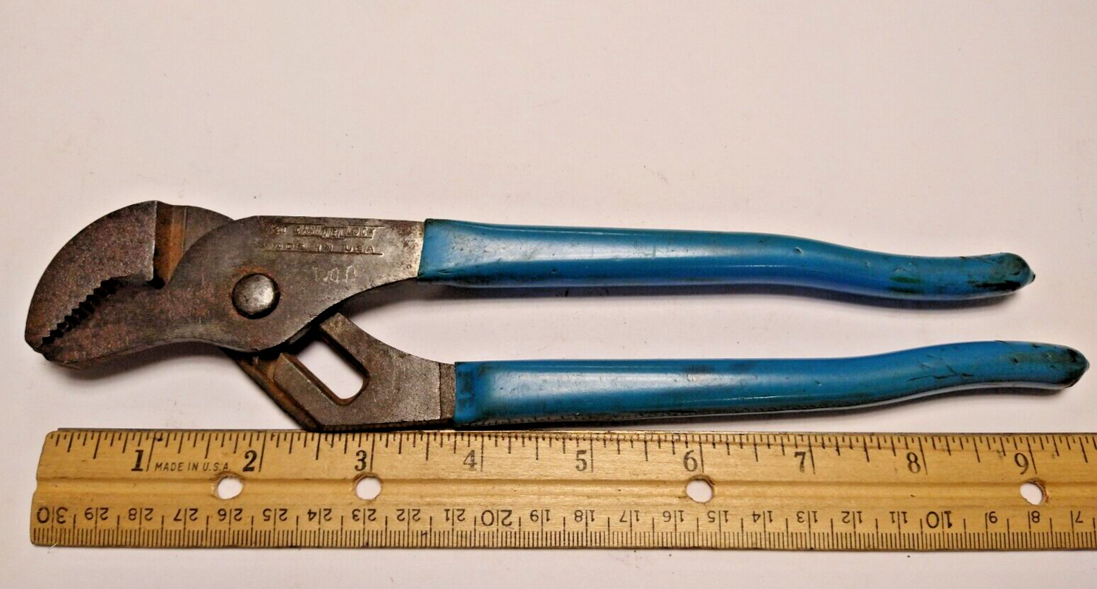 Channel Lock Tools 420 9″ Tongue Groove Pliers Blue Handle etched USA G1392
