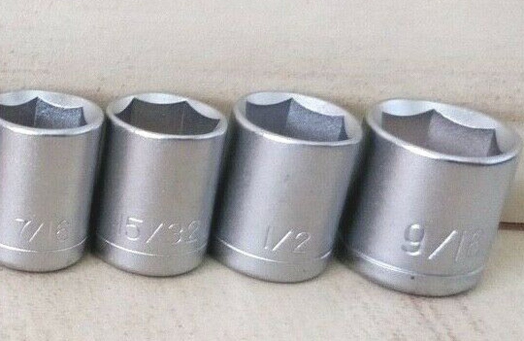 4 Pieces – Standard Socket Set – 7/16″ 15/32″ 1/2″ 9/16″» – 1/4″ Drive -6 Point