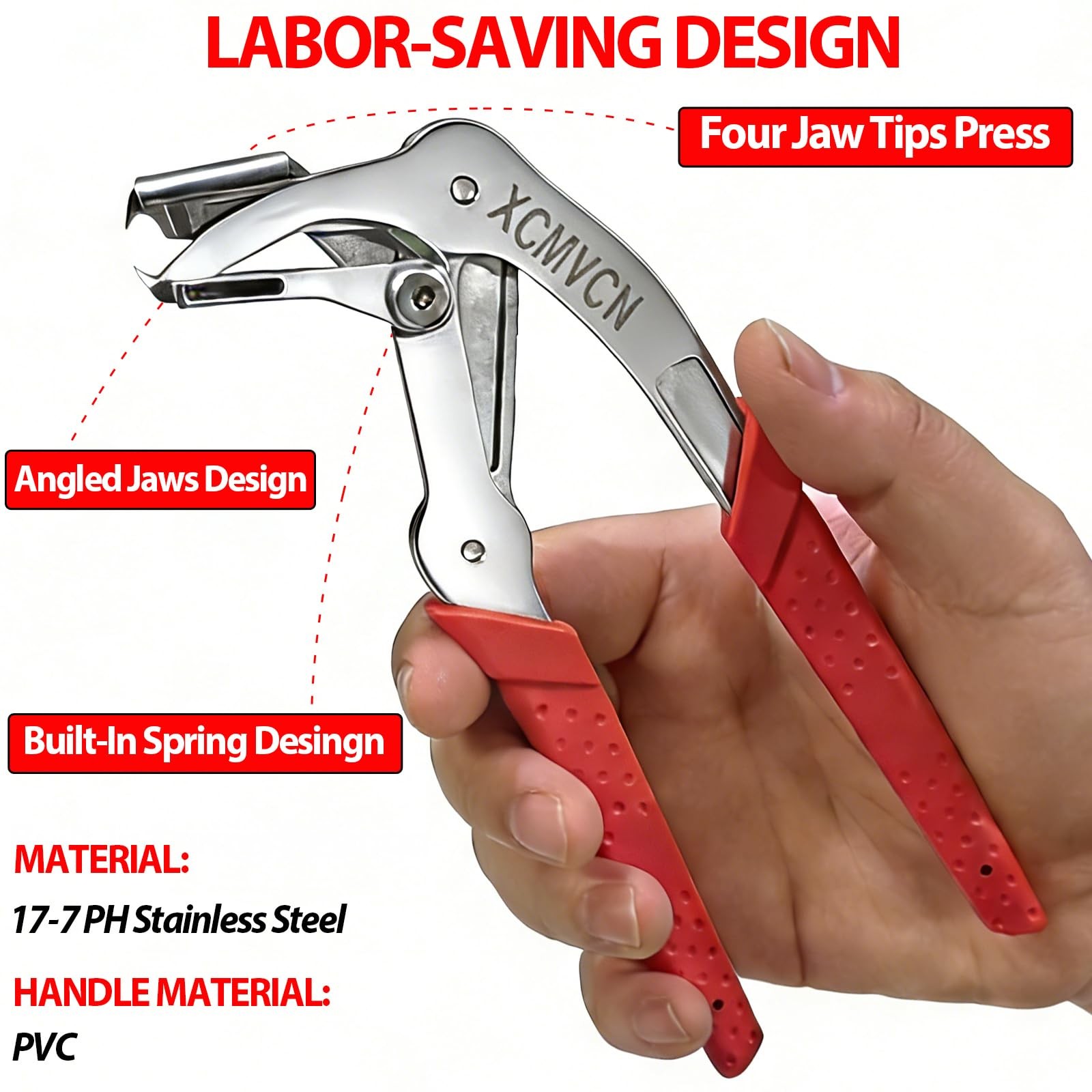 Car Clip Pliers, Spring-Loaded Panel Removal Pliers Tool, XXL, Red
