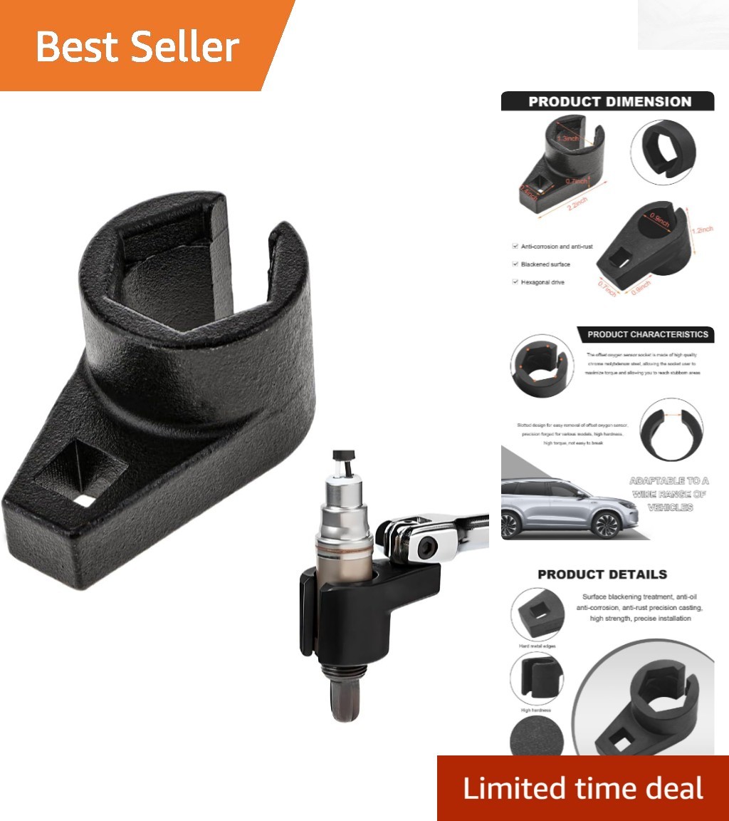3/8-Inch Drive Offset Oxygen Sensor Wrench, 7/8-Inch 22mm Alloy Steel Tool