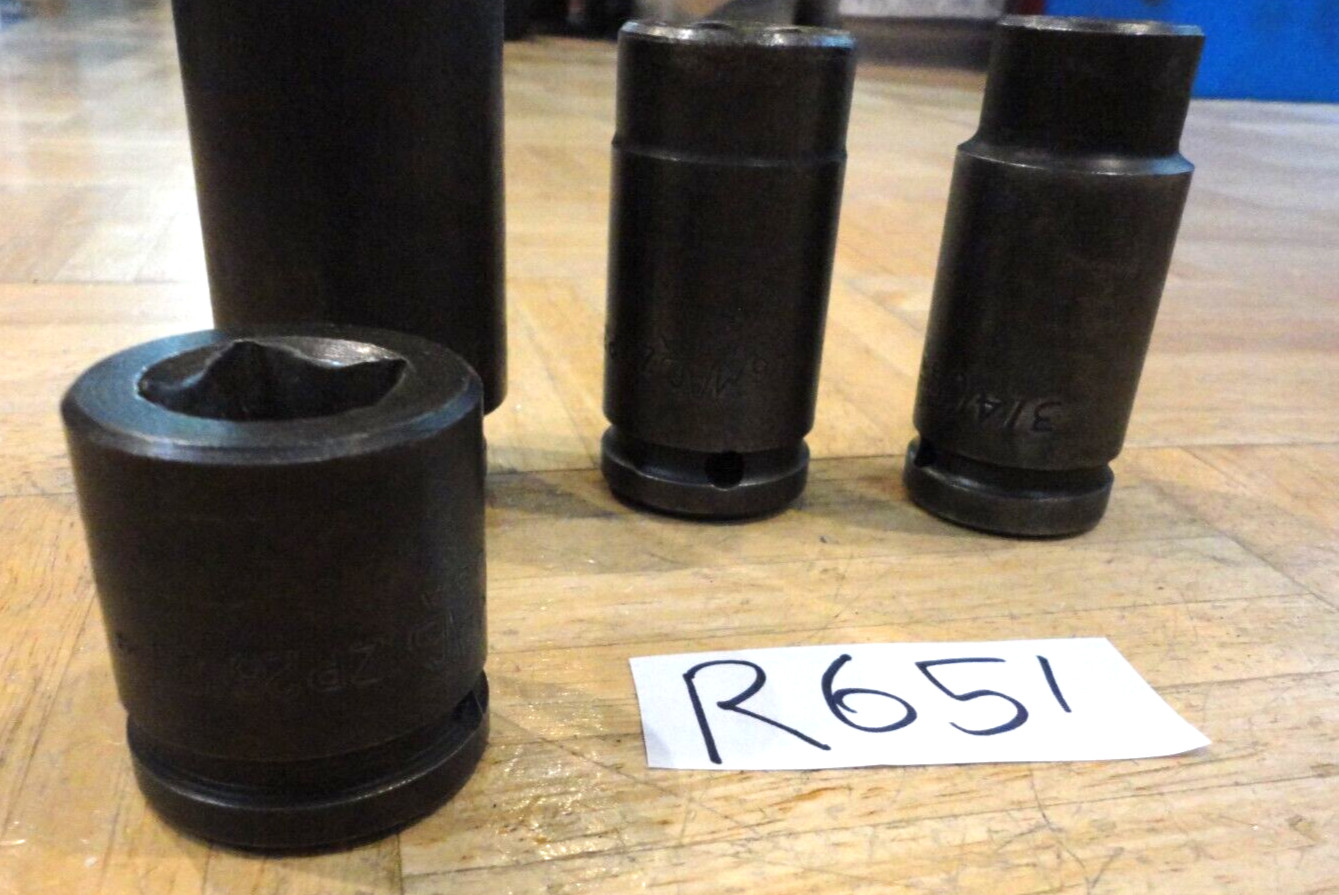 MAC TOOLS 4 PIECE 3/4 DRIVE SAE. DEEP IMPACT & SHORT BUD WHEEL SOCKETS