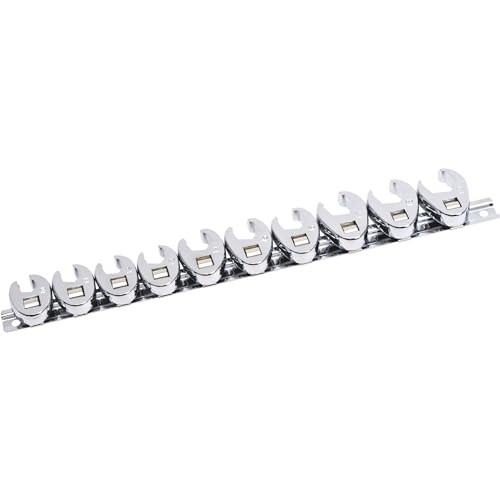 Klutch 3/8in. Drive Crowfoot Flare Nut Wrench Set, 10-Pc., Metric