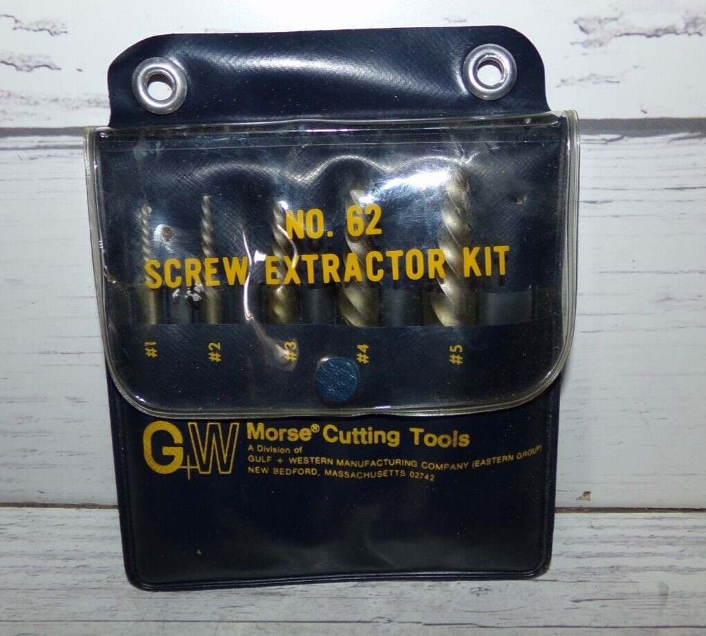 Gulf + Western G+W Morse Cutting Tools no. 62 Screw Extractor Kit NEW