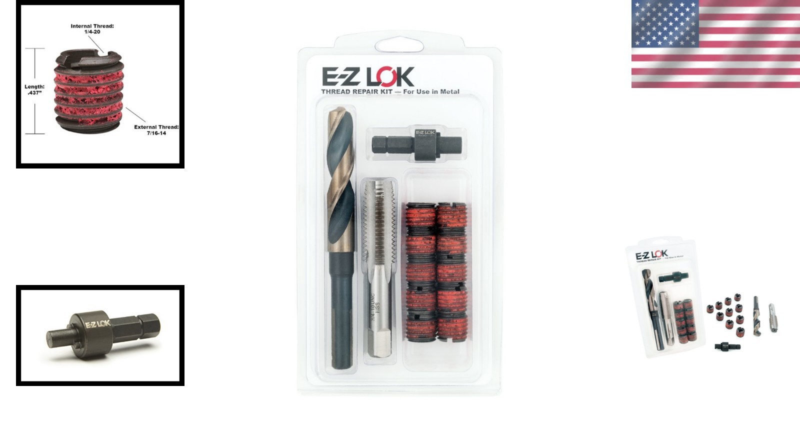Versatile Thread Repair Kit for Soft Metals – 20 Carbon Steel Inserts Included