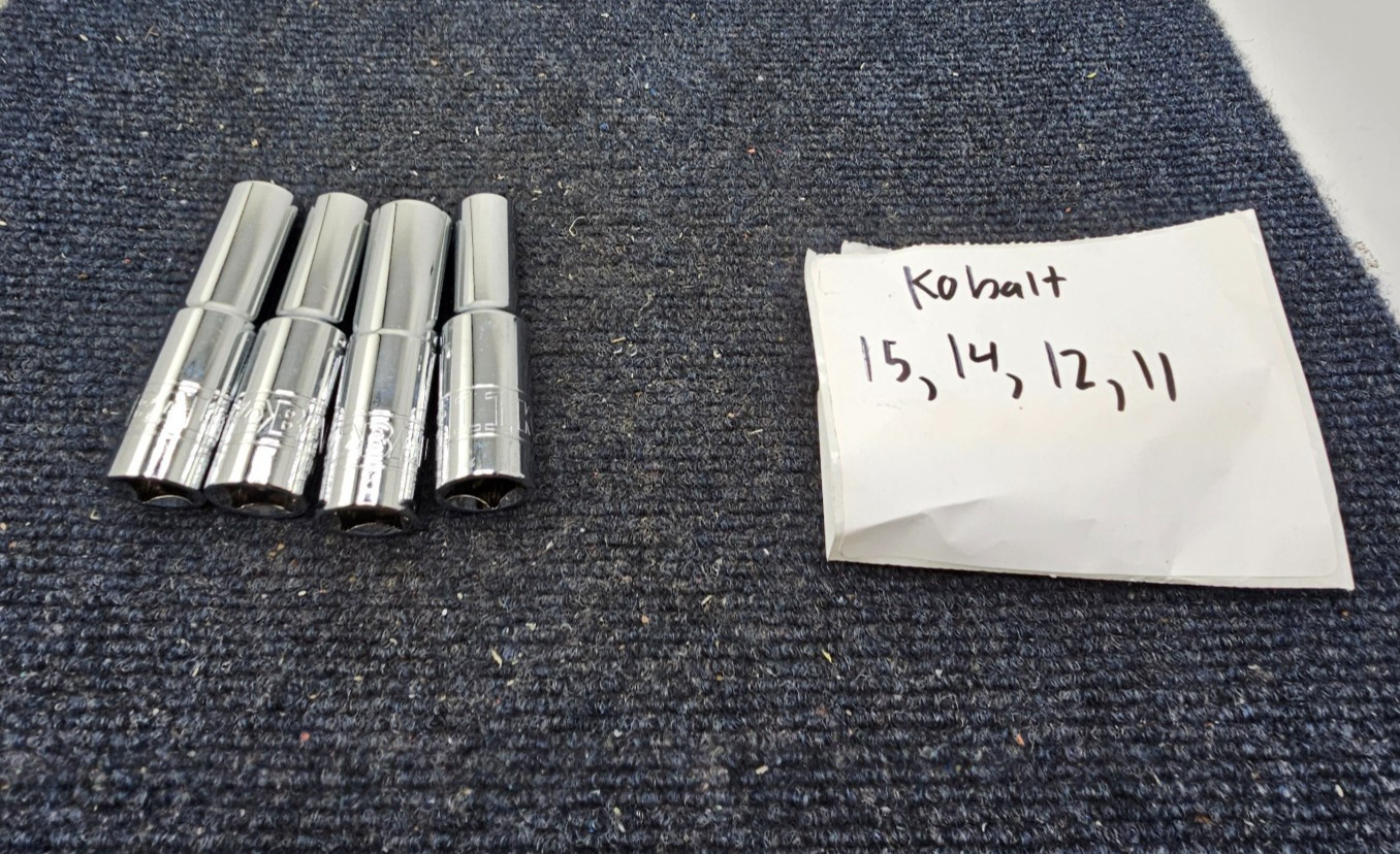 (QTY 4) Kobalt Drive Metric Deep Sockets 15mm, 14mm, 12mm, 11mm
