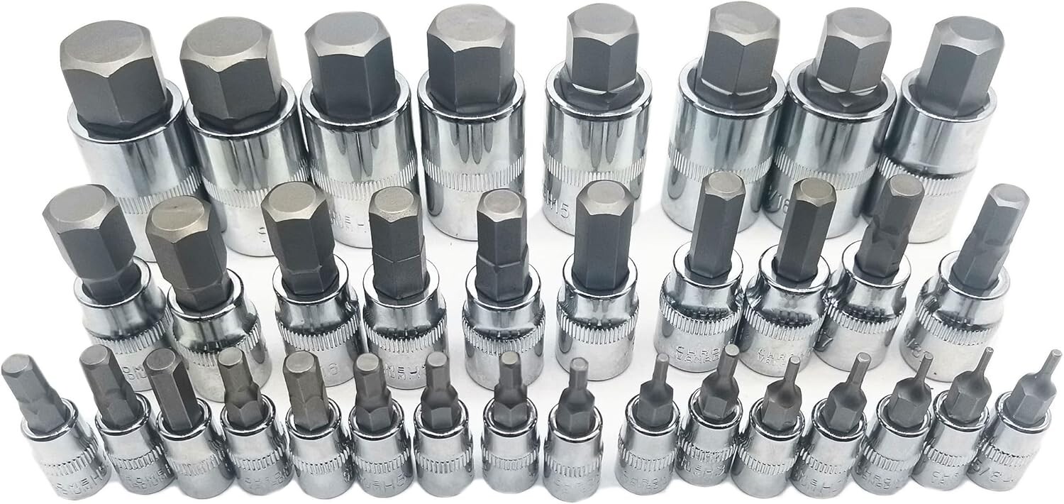 Versatile 34-Piece Chrome Finish Hex Key Set for Mechanics & DIY Projects