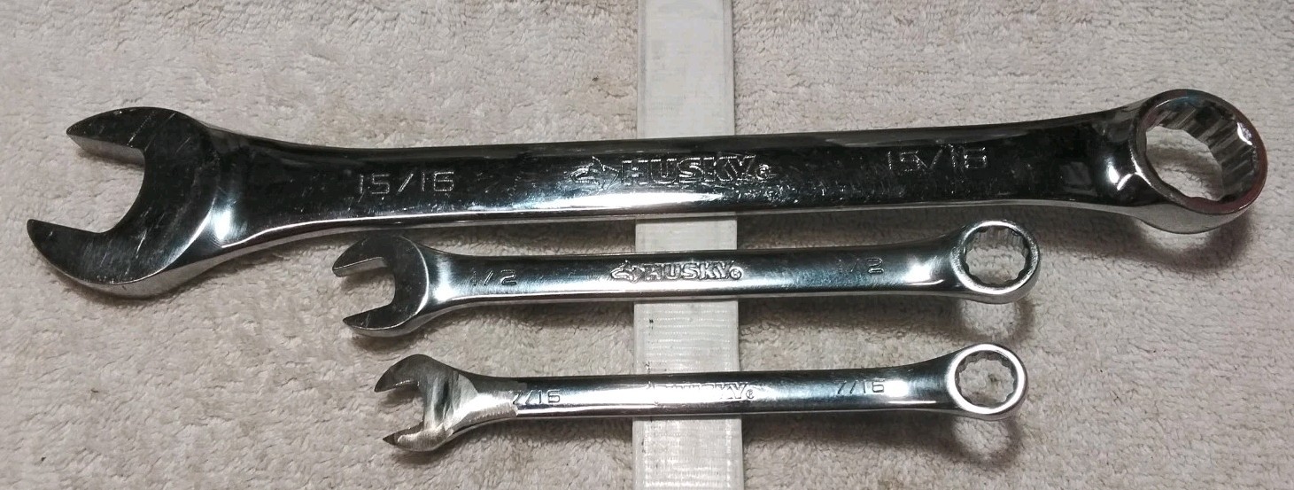 3pc HUSKY 12PT COMBINATION SAE WRENCH 15/16″× 1/2″ × 7/16″ SET