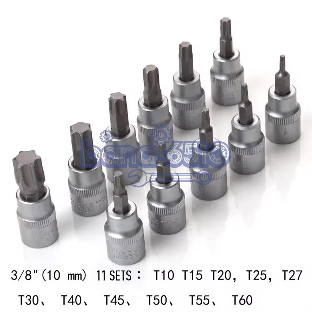34pcs Torx Star Sockets & Bit Set Male Female E-torx Security Bits 3/8 Drive US