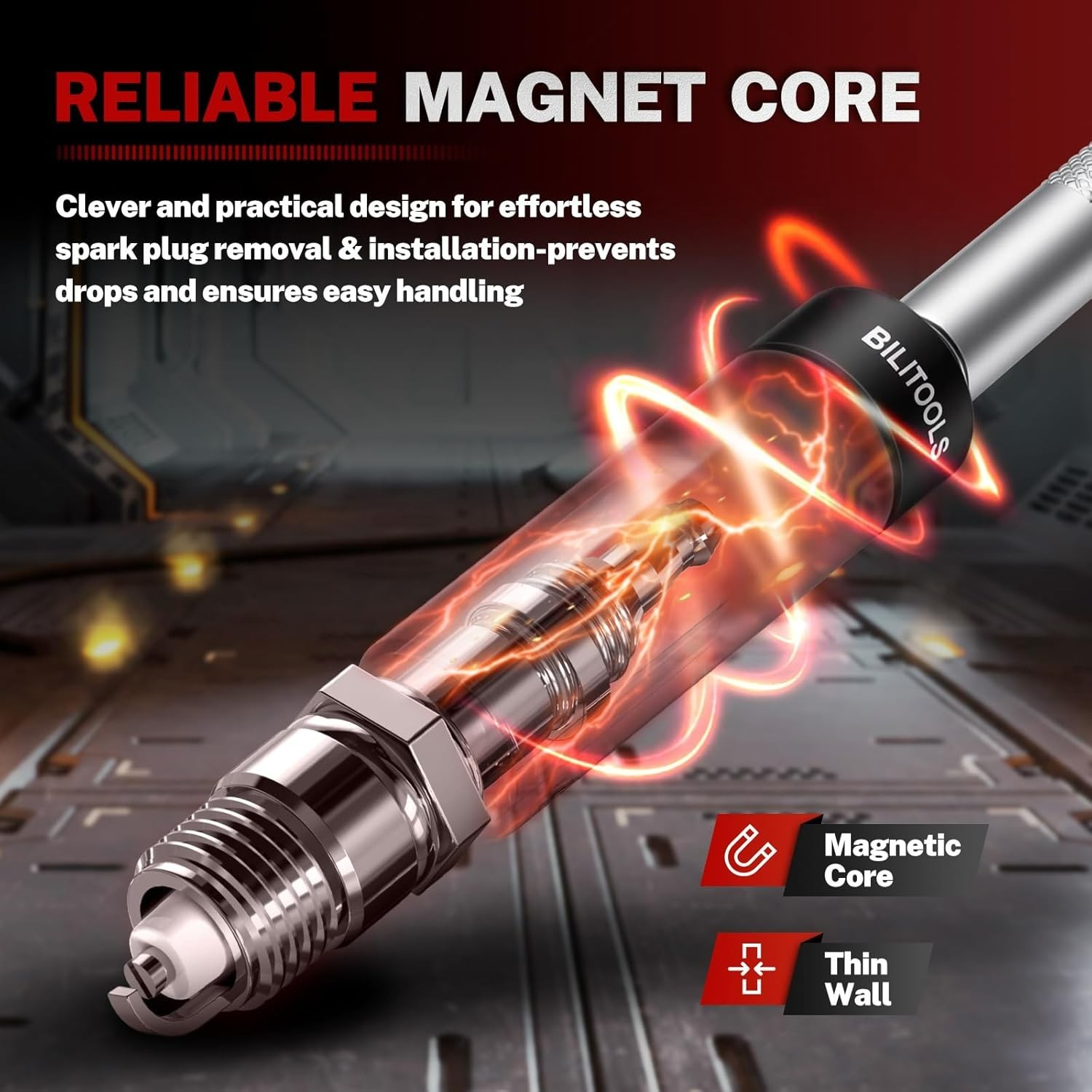 7-Piece Magnetic Swivel Spark Plug Socket Set with Gap Tool – Chrome Vanadium