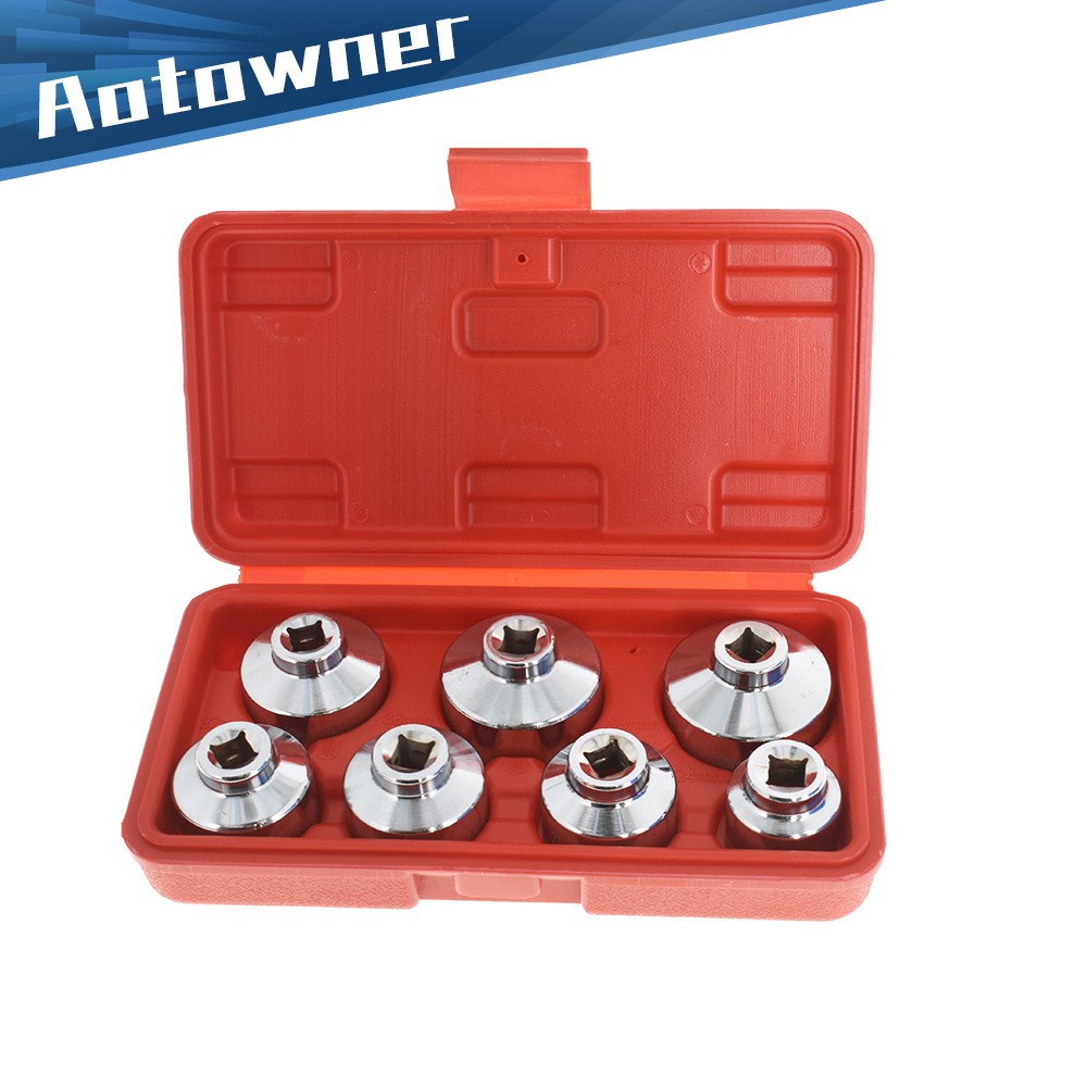 Paper Cartridge Housing Oil Filter Cap Wrench 7-Piece Socket Set Tool Kit w/Box