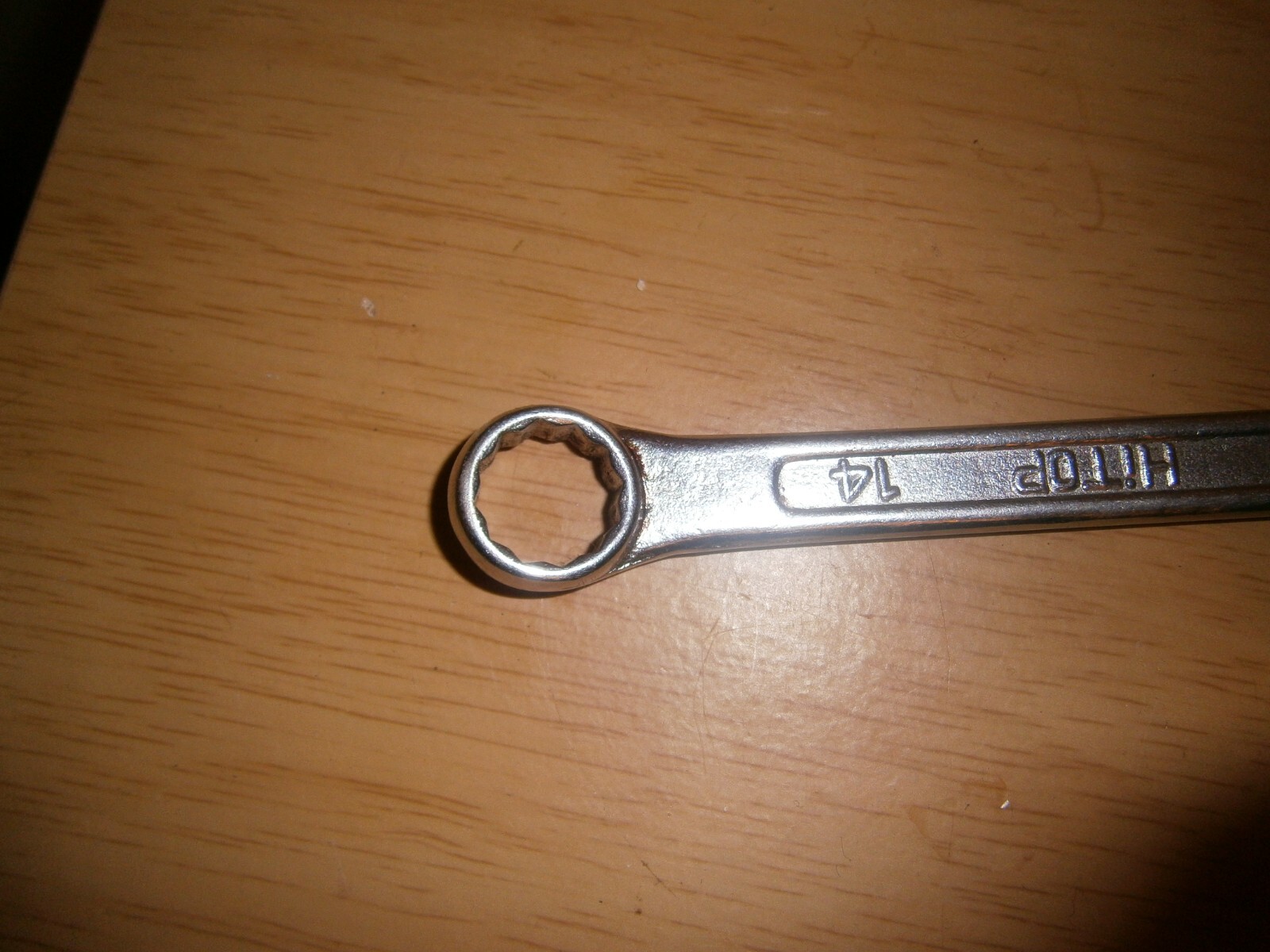 Vintage silver tone spanner. 14mm both ends (E6b)