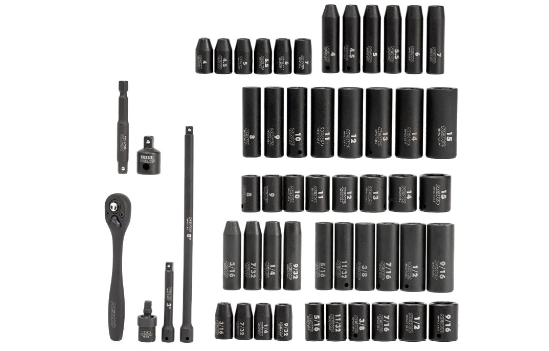NEIKO 1/4 Drive Impact Socket Set 54 Piece: Metric & Standard, Deep & Shallow