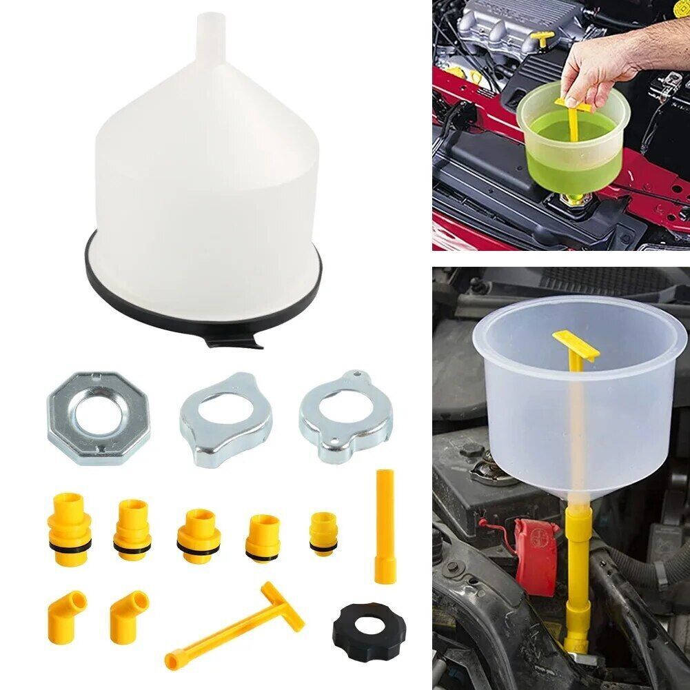 No-Spill Coolant Funnel Kit Spill Proof Funnel Bleeder with Adapters Universal