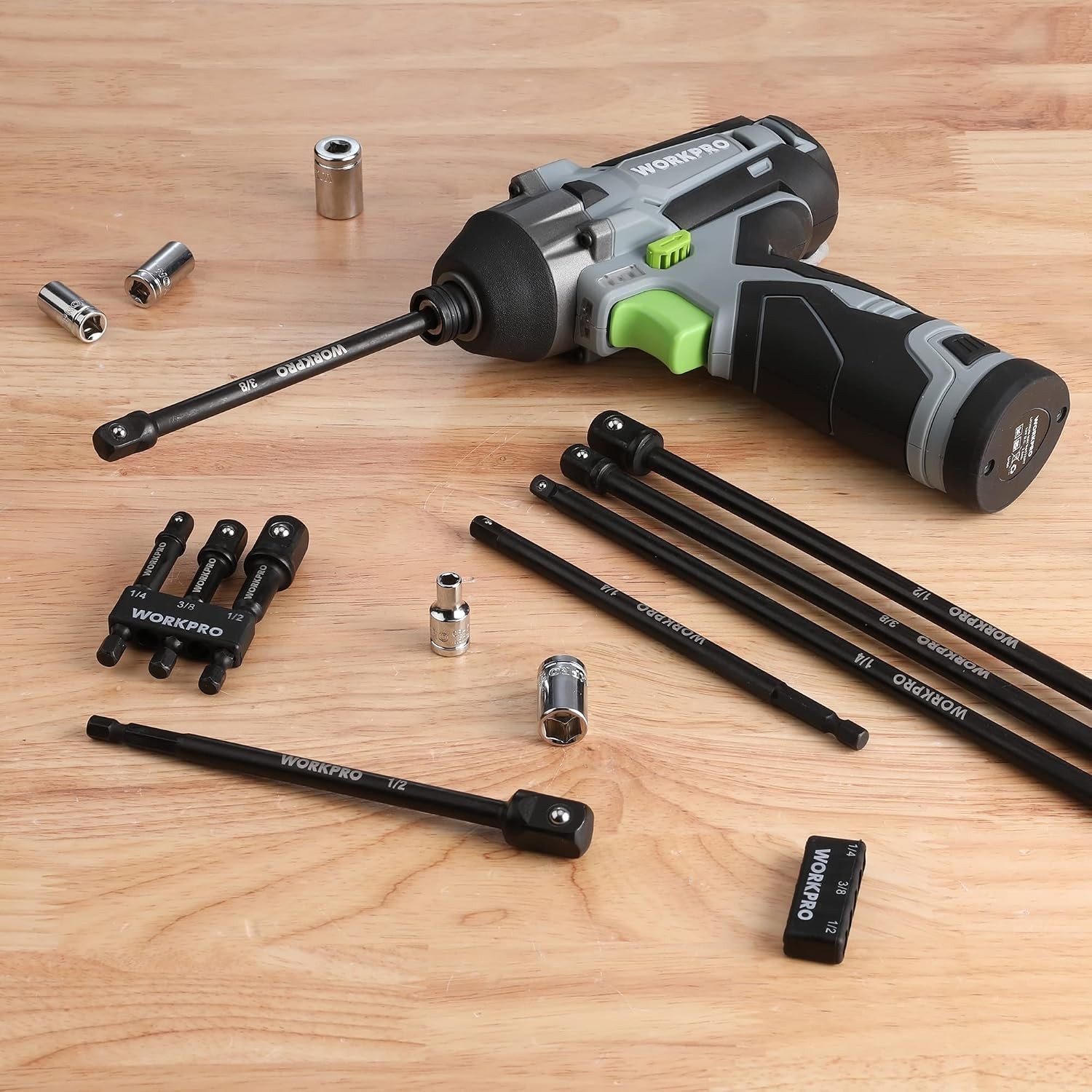 Professional 9-Piece Socket Adapter Set with Polished Finish & Tool Holders