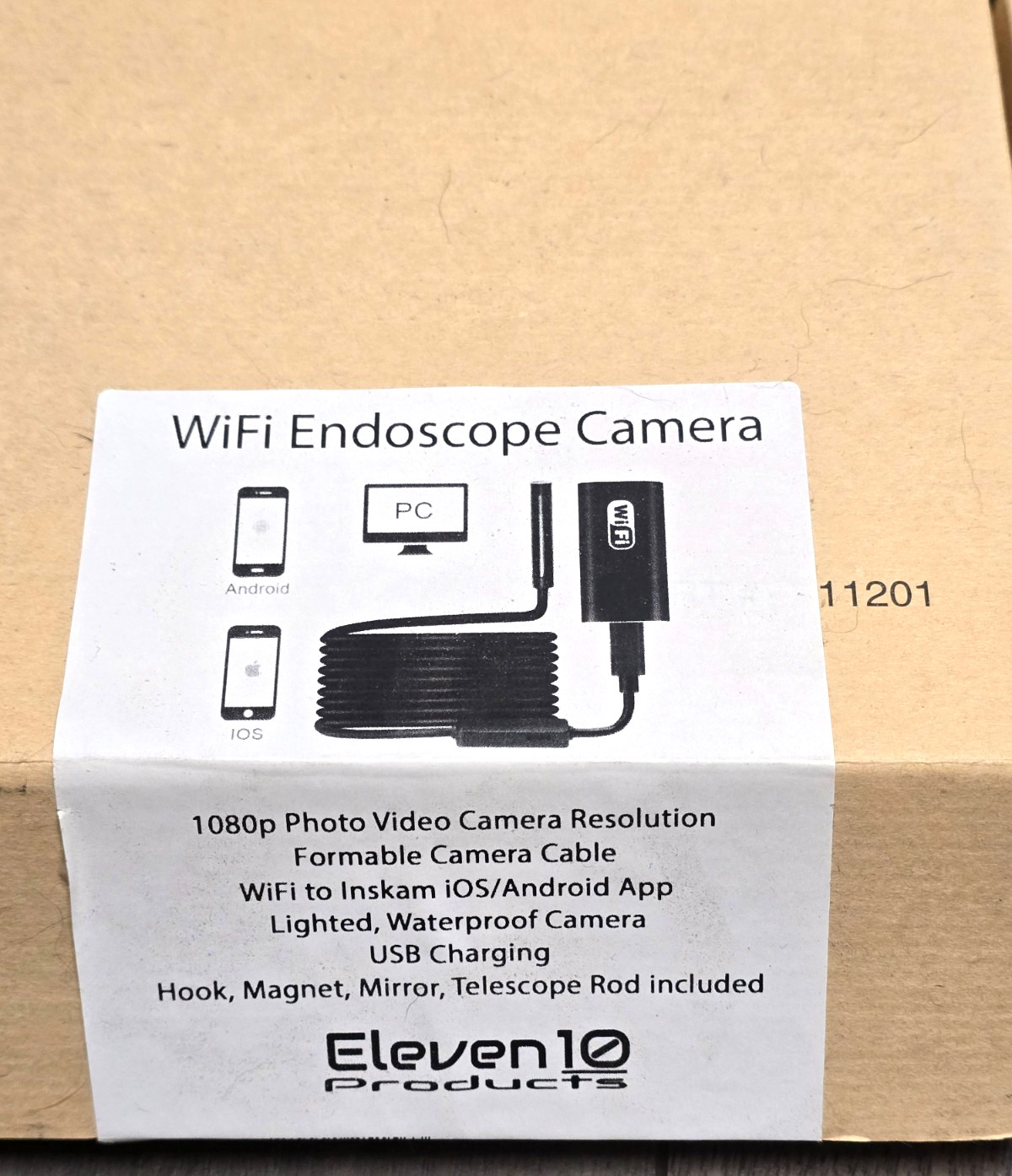 ELEVEN 10, 12′ Endoscope/ Borescope Wifi Camera w/Accessories for Android or IOS