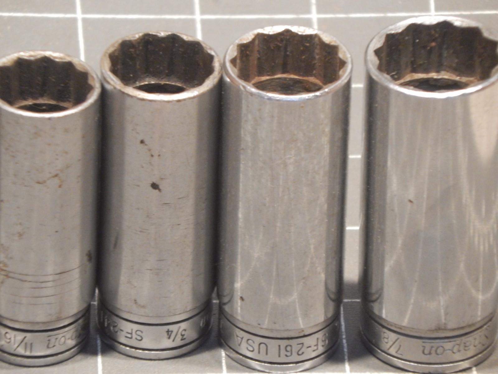Snap On 11Pc SAE 3/8″ Drive Deep Socket Set 1/4″ 7/8″ 12Pt Dr 19/32″
