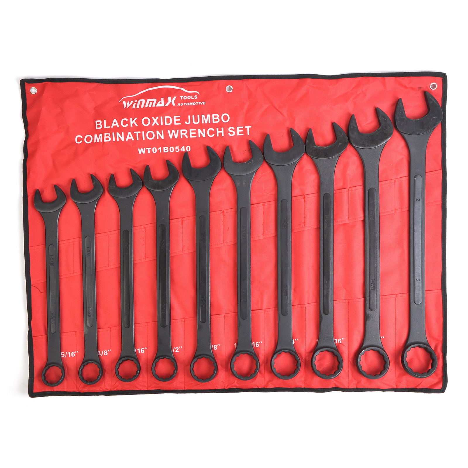 10 PC SAE Black-Oxide Jumbo Combo Wrench Set Heat-treated Steel | 1-5/16″ – 2″