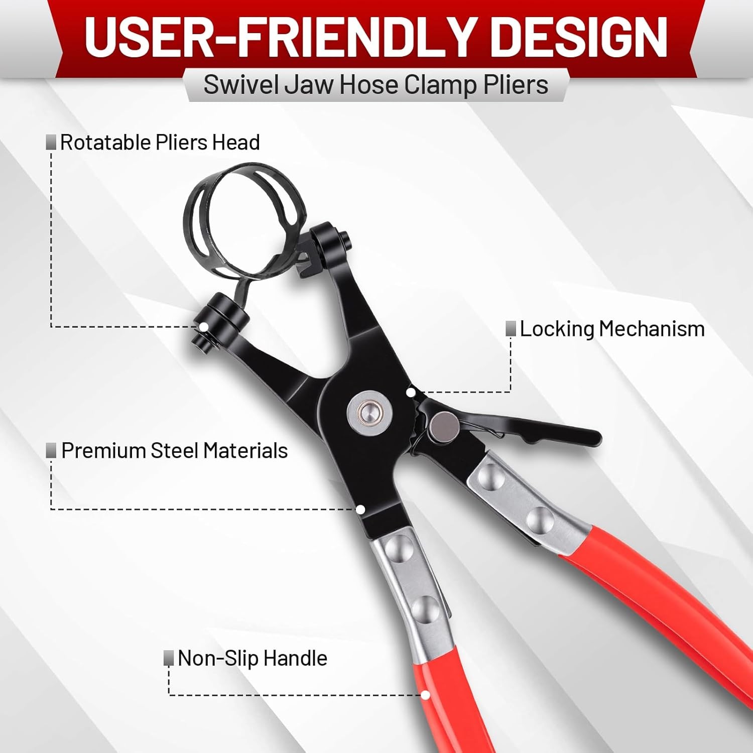 4PCS Hose Clamp Pliers Set Long Reach Swivel Jaw Radiator Fuel Line Removal Tool