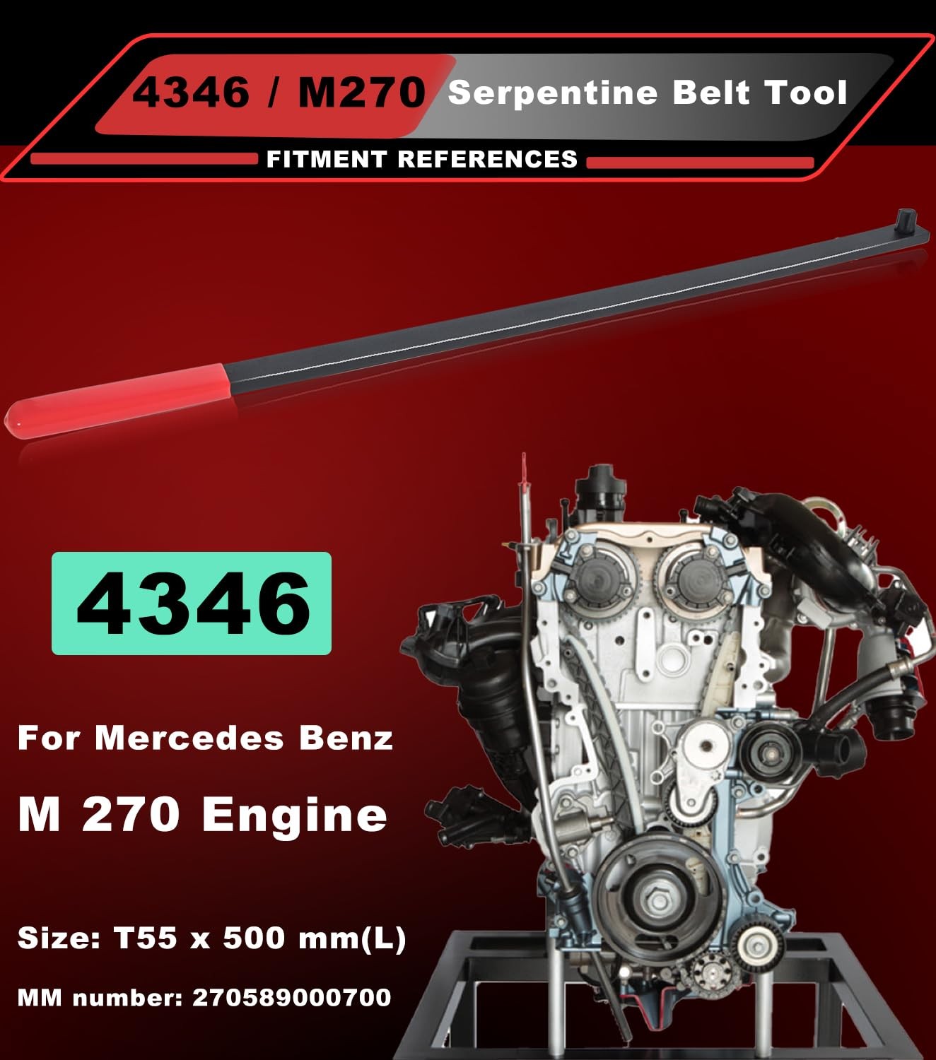 Mercedes M270 Serpentine Belt Tool T55 Wrench Replaces JTC 4346 & 270589000700
