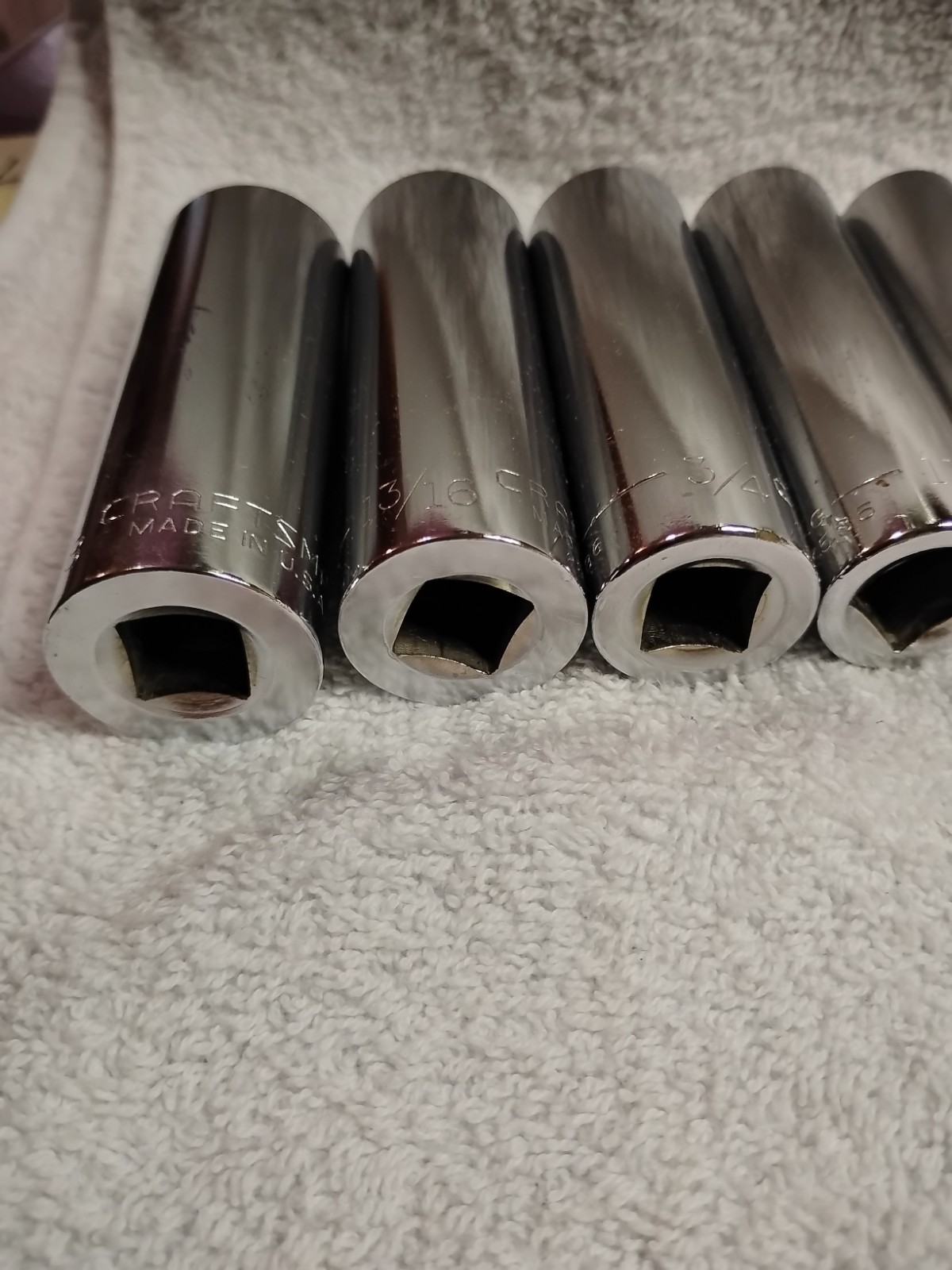 Craftsman SAE 1/2″ Drive Deep Socket Lot Of 7 & Socket Rail