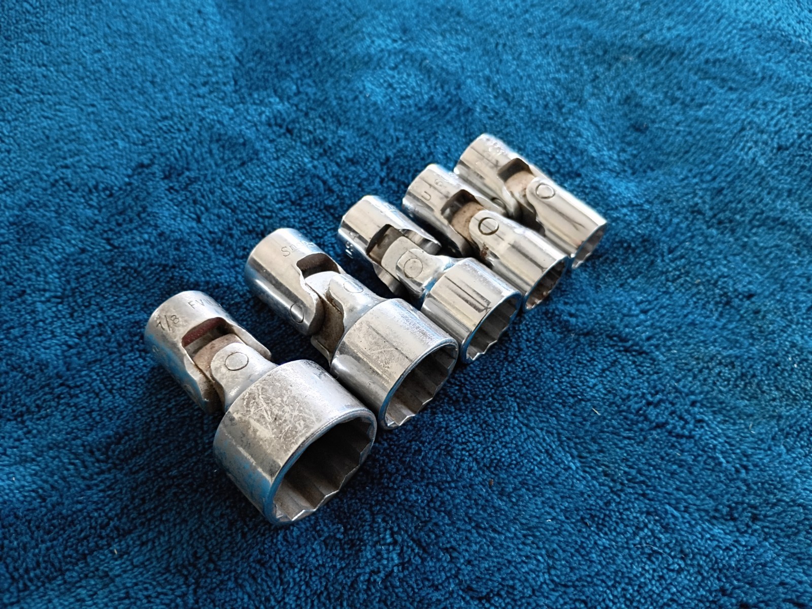 Snap-on Swivel Socket Set 3/8” Drive 7/16” to 7/8” 12 Point 5 pieces USA FVU.